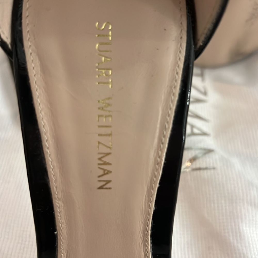 Stuart Weizmann Nudistsong RARE black patent leather heel- like new - Picture 7 of 8